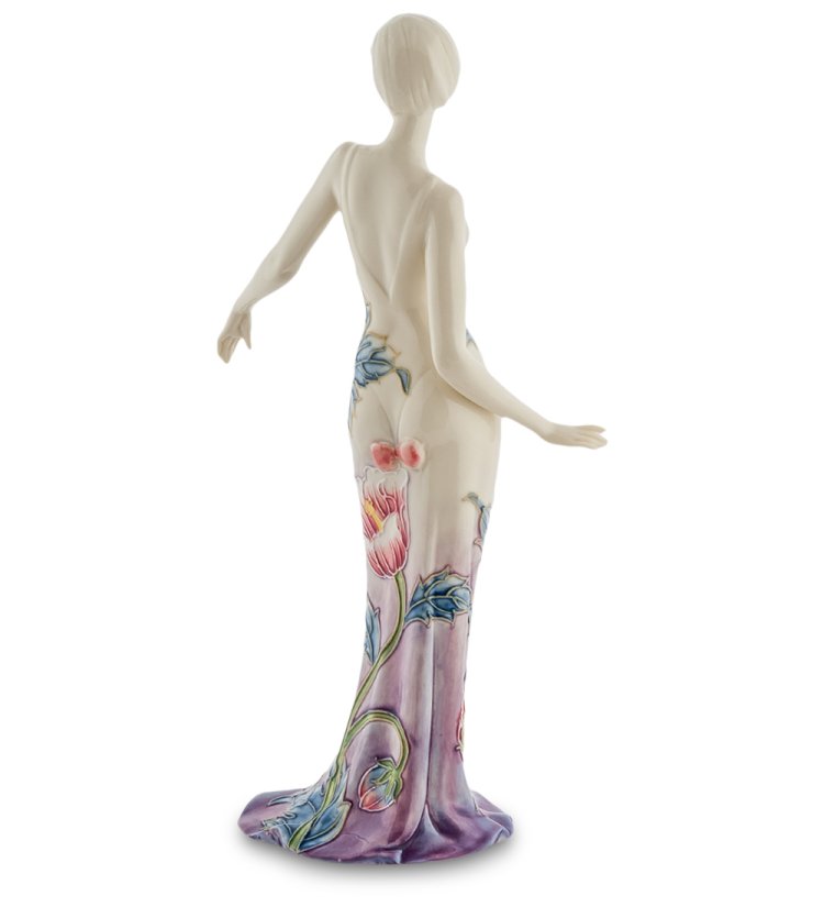 Статуэтка из фарфора Девушка в платье с Розой Pavone JP-98/ 21, фотография со спины