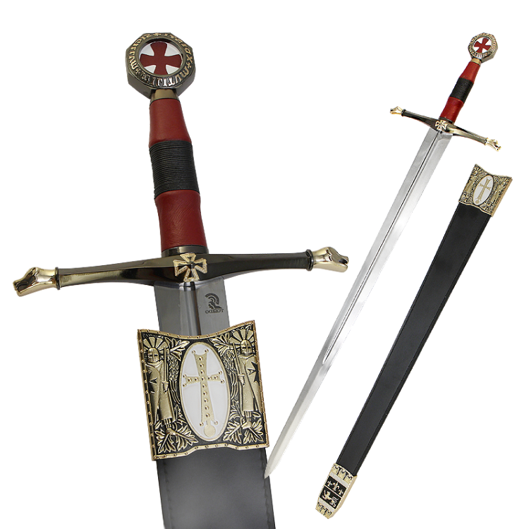 Сувенирный Меч Крестоносца в ножнах, декор черное золото Art Gladius AG-289-V