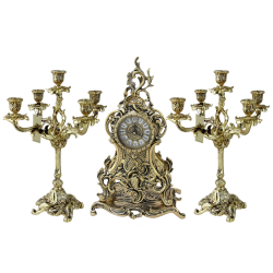 Каминные Часы с канделябрами из бронзы Долфин