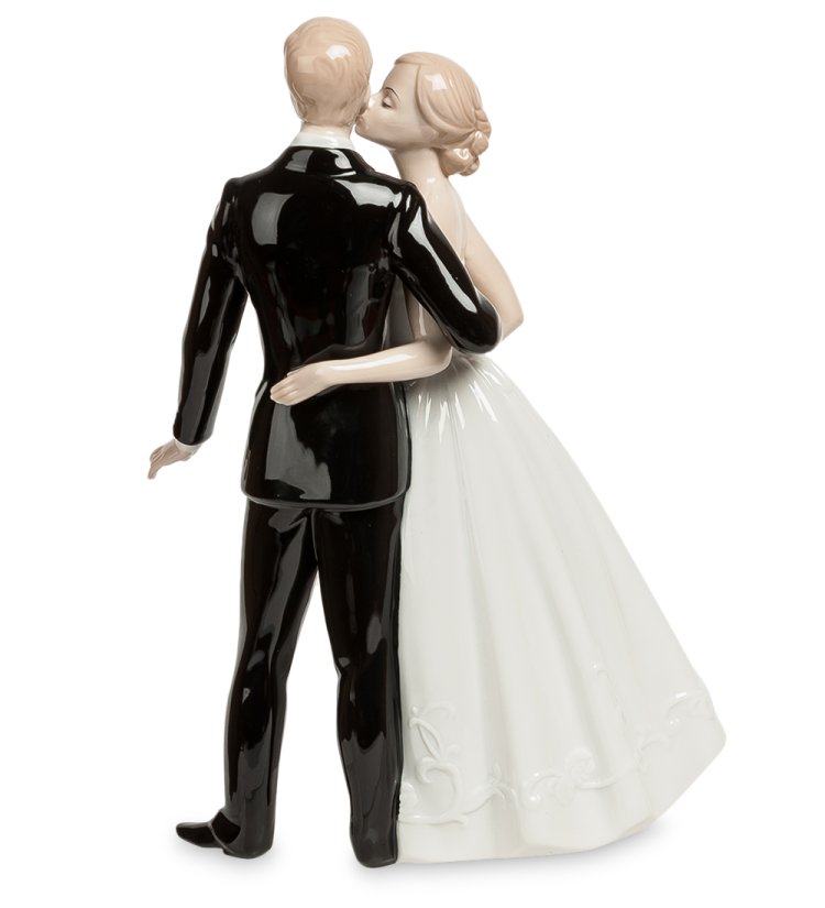Статуэтка из фарфора Молодожены, жених в черном костюме Pavone JP-15/36, фотография со спины