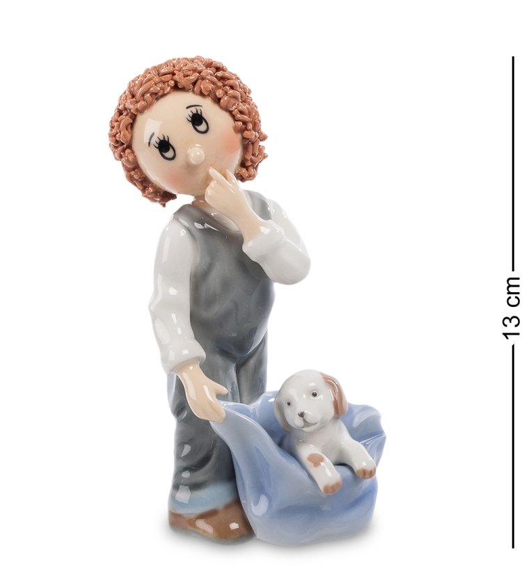 Статуэтка из фарфора Мальчик с собачкой в сумке Pavone CMS-28/ 1