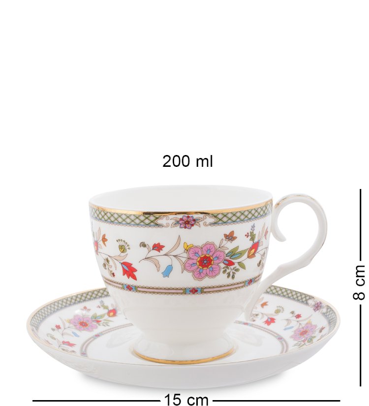 Чайный сервиз на 6 персон из фарфора Милано-Мариттима Pavone JK-210, фотография чайной пары