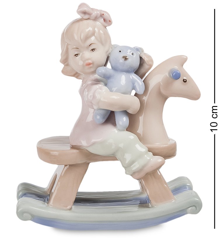 Фигурка из фарфора Девочка с игрушкой на лошадке Pavone JP-36/18