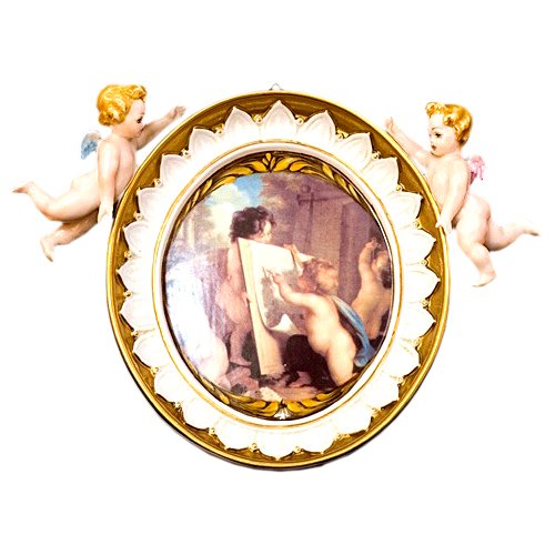 Медальон на стену из фарфора Два ангела