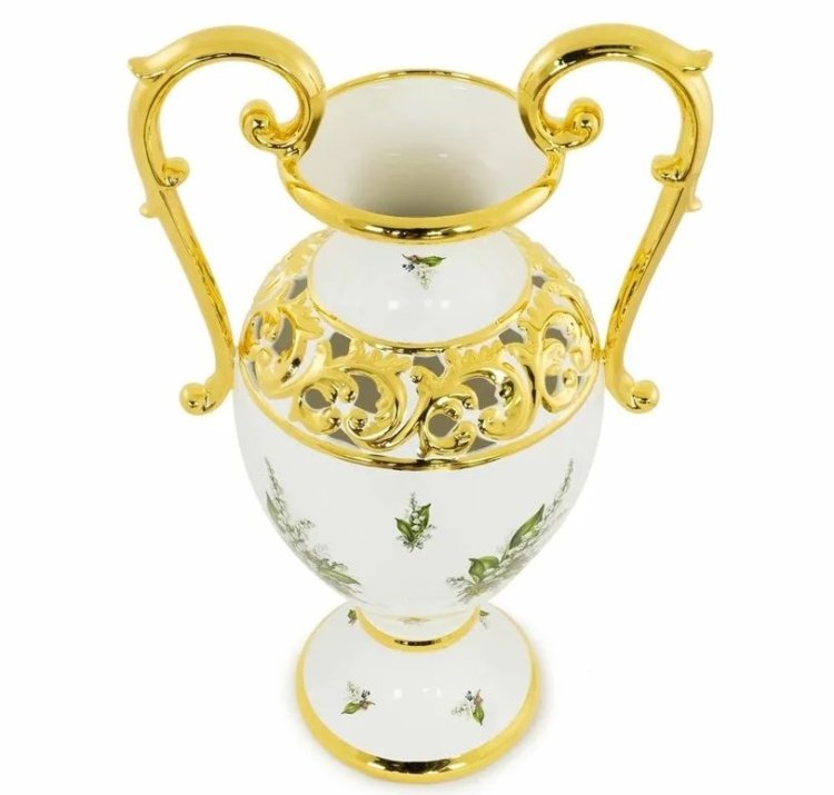 Амфора с золотыми ручками коллекция Ландыши Migliore De Luxe 27530, фотография сверху