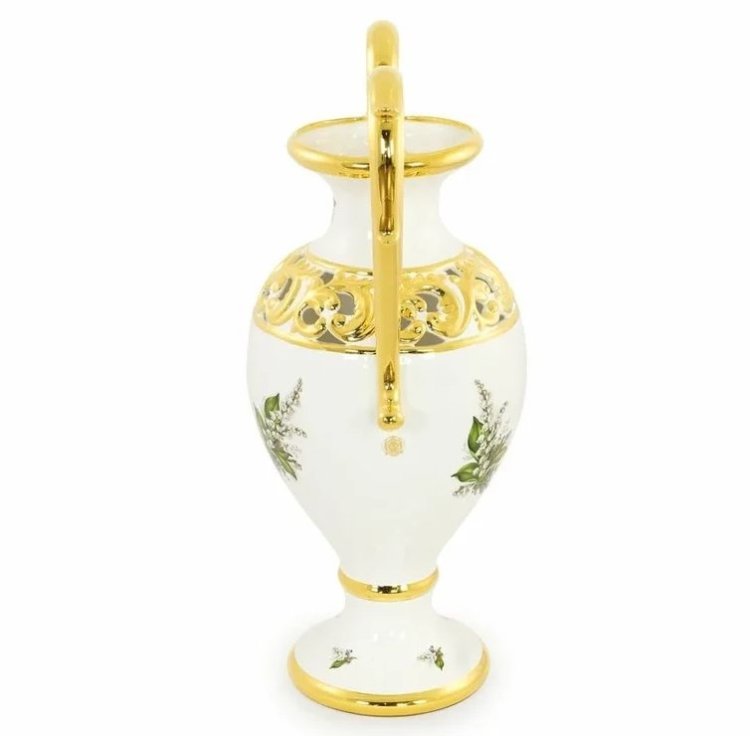 Амфора с золотыми ручками коллекция Ландыши Migliore De Luxe 27530, фотография сбоку