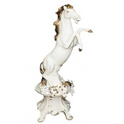 Статуэтка Кремовая Лошадь с золотой отделкой