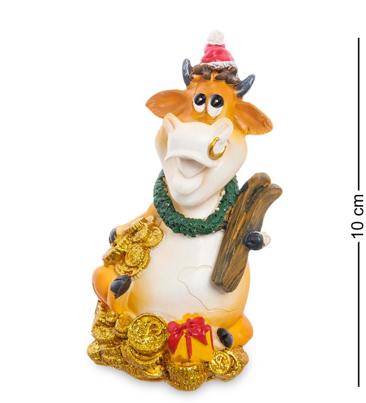 Статуэтка Новогодний Бык с лыжами символ 2021 года AF-1014/4