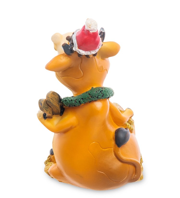 Статуэтка Новогодний Бык с лыжами символ 2021 года AF-1014/4, фотография со спины