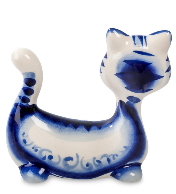 Фигурка Котик Пряник Голубая гжель ГЛ-283, фотография со спины