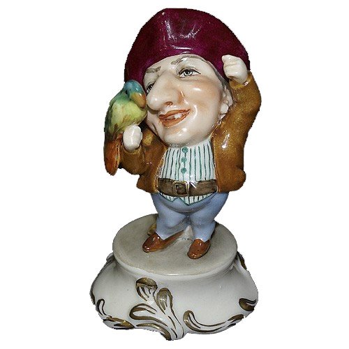 Статуэтка из фарфора Гном с попугаем