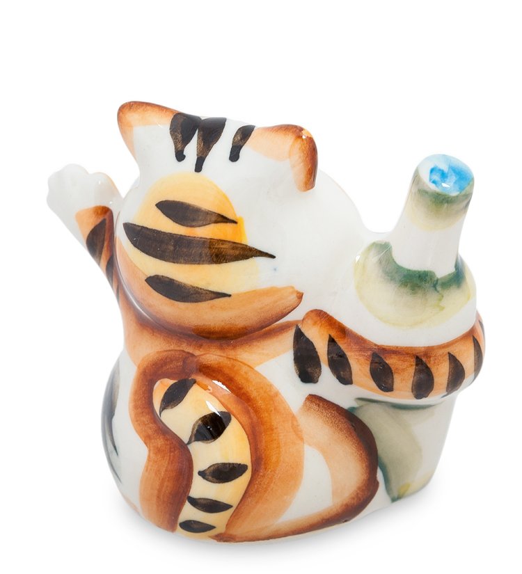 Фигурка Котик Кефир Цветная гжель ГЛ-176, фотография со спины