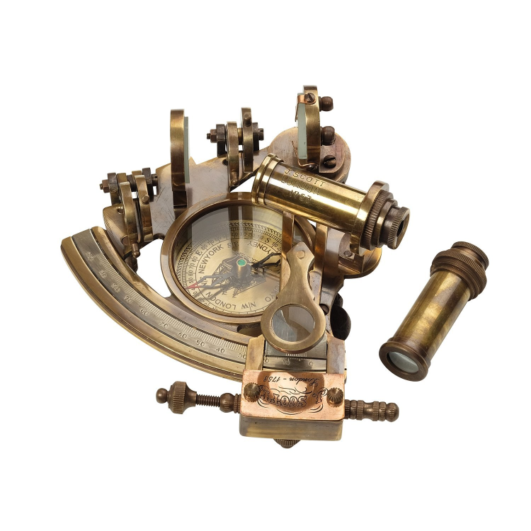 Навигационный секстант c компасом J. Scott 1753, увеличенный вид секстанта