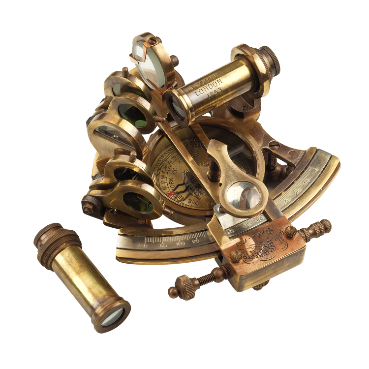 Навигационный секстант c компасом J. Scott 1753, увеличенный вид снизу