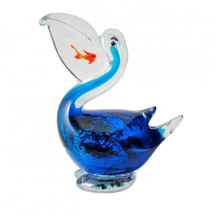 Статуэтка из Муранского стекла Пеликан с рыбкой Mirho 17339