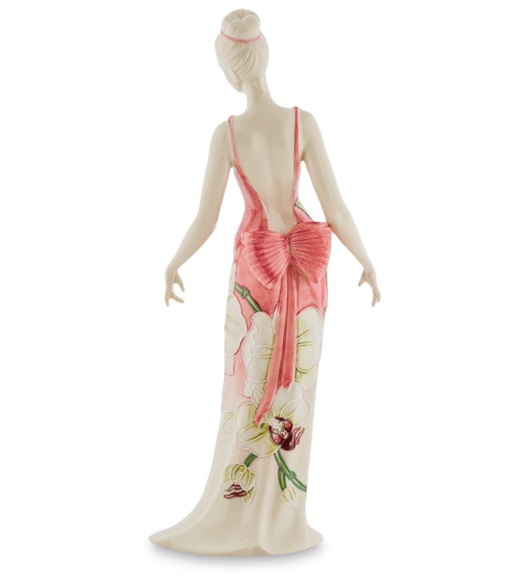 Статуэтка из фарфора Девушка в платье с Орхидеями Pavone JP-98/ 23, фотография со спины