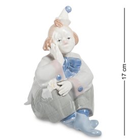 Статуэтка из фарфора Задумчивый Клоун с цветком