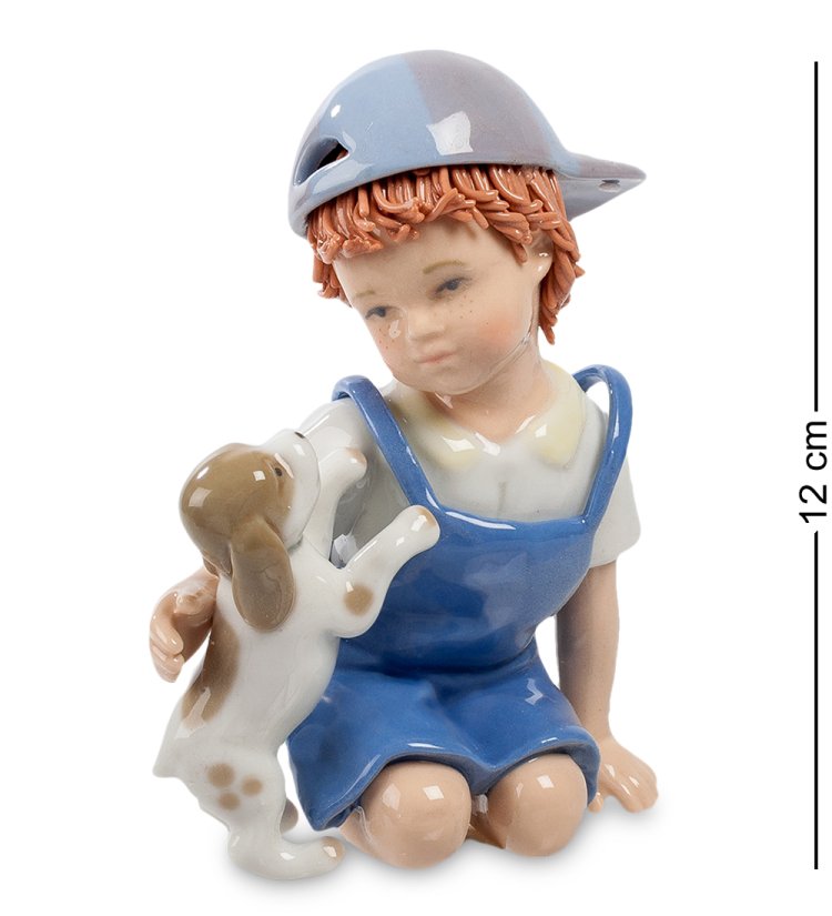 Статуэтка из фарфора Мальчик в кепке с собачкой Pavone CMS-12/14