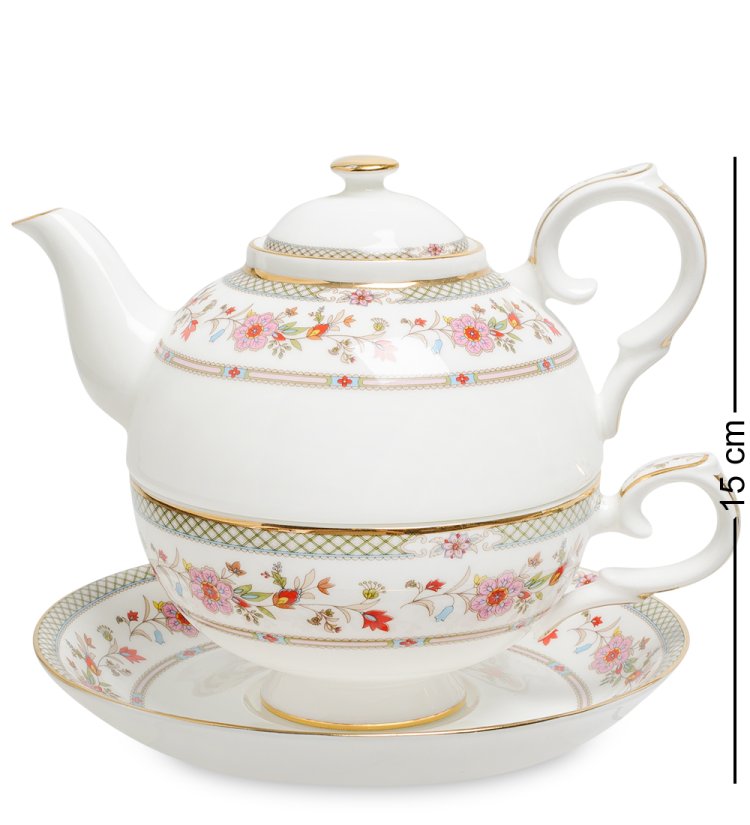 Чайная пара с чайником из фарфора Милано-Мариттима Pavone JK-212