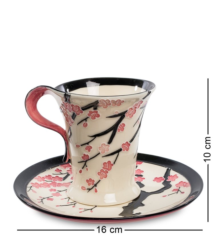 Чайная пара из фарфора Зимняя сакура Pavone JP-468/ 3