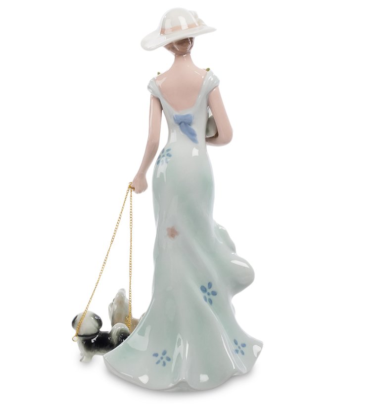 Статуэтка из керамики Дама в шляпке с тремя собачками Pavone CMS-32/ 6, фотография со спины