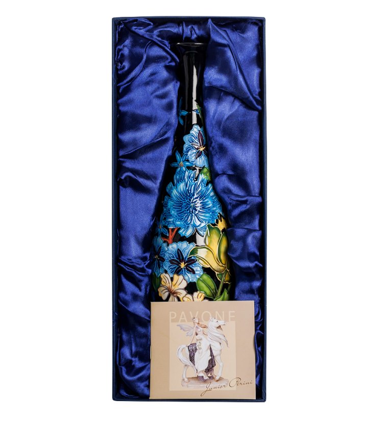 Узкая черная ваза для цветов из фарфора Pavone JP-670/ 3, фотография в упаковке