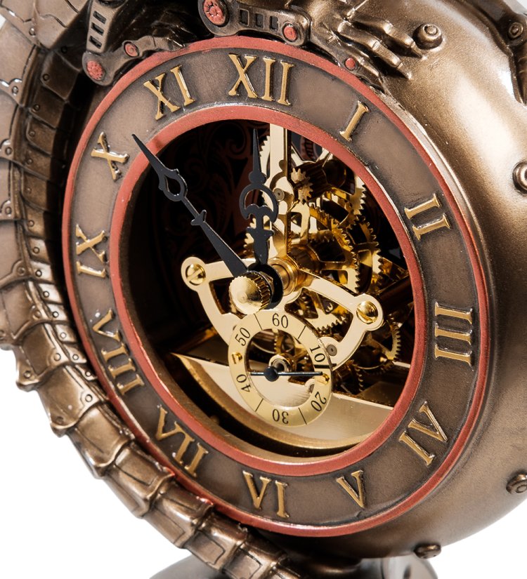 Статуэтка-часы в стиле Стимпанк Дракон Veronese WS-910, увеличенный вид часов