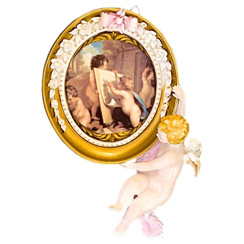 Медальон на стену из фарфора Ангел