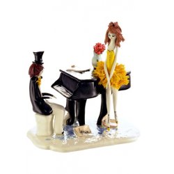 Фигурка из фарфора Пианист с балериной в жёлтом