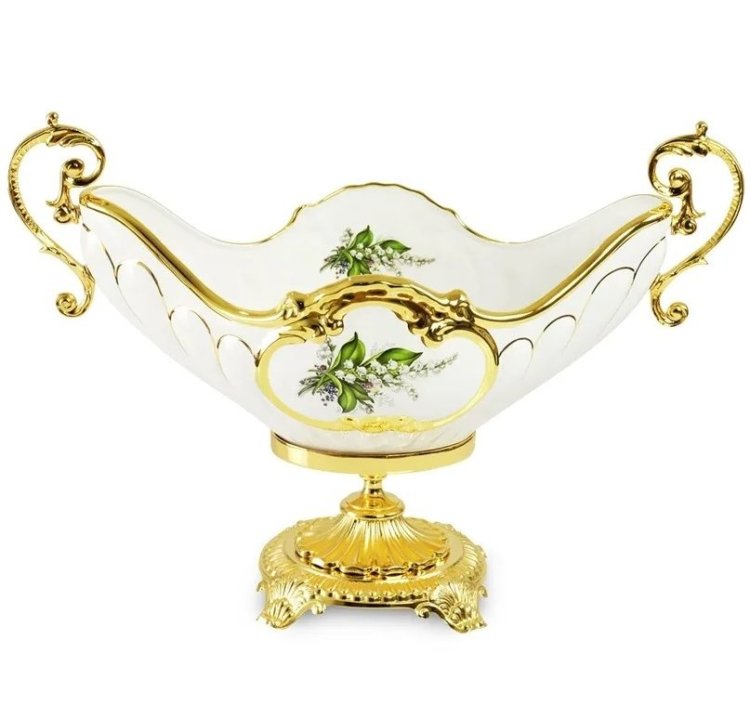 Большая Ваза для фруктов с ручками коллекция Ландыши Migliore De Luxe 26392 