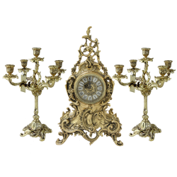 Бронзовые Каминные часы с канделябрами Луи Велло