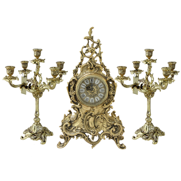 Бронзовые Каминные часы с канделябрами Луи Велло Bello De Bronze BP-2707620-D