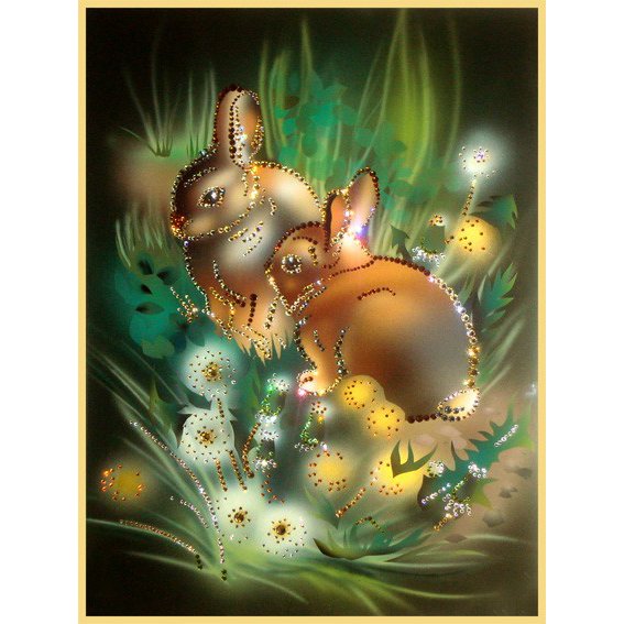 Картина Зайка моя c кристаллами Swarovski