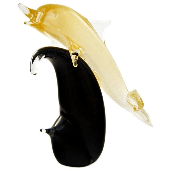 Фигурка из  Муранского стекла Дельфин золотой