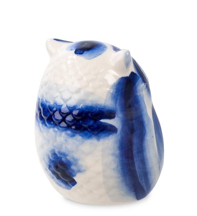 Фигурка Совенок Голубая гжель ГЛ-285, фотография со спины