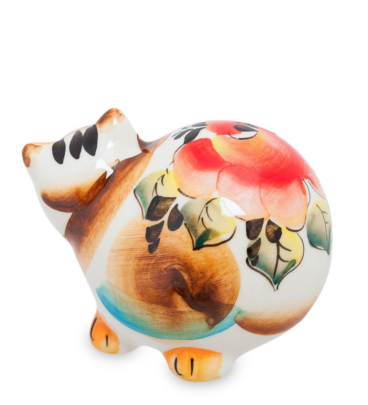 Фигурка Толстый Кот Колобок Цветная гжель ГЛ-178, фотография со спины