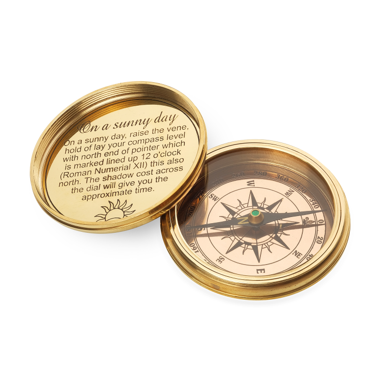 Компас с солнечными часами Gilbert, увеличенный вид компаса с другой стороны
