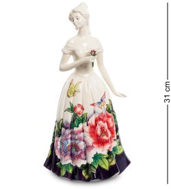Статуэтка из фарфора Девушка в платье с бабочками и цветком