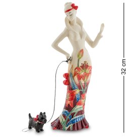 Статуэтка из фарфора Дама с собачкой в платье с Лилиями