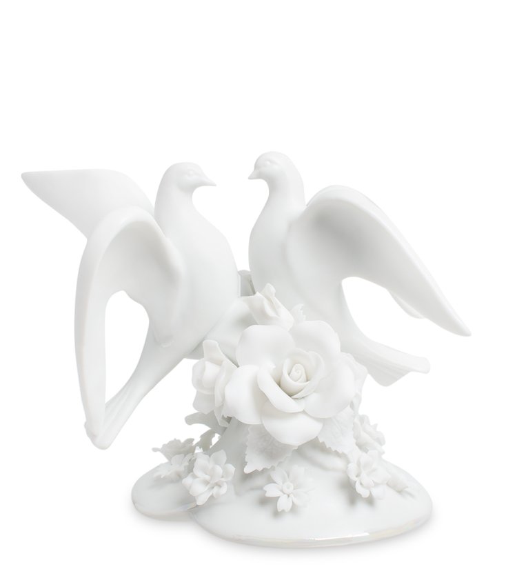 Статуэтка из бисквитного фарфора Голуби на розах Pavone CMS-10/29, фотография с обратной стороны