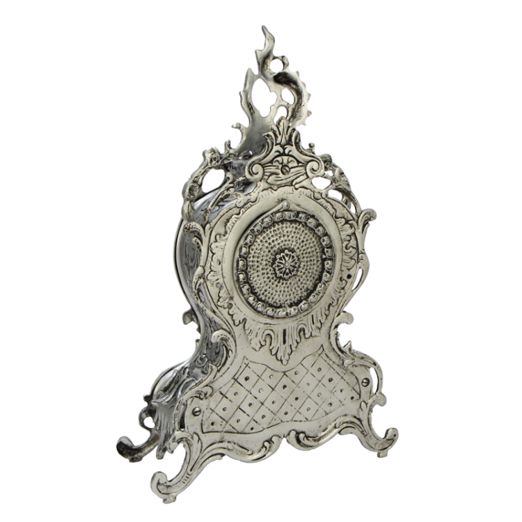 Каминные часы Ласу, серебряные Bello De Bronze BP-27095-S, фотография с обратной стороны