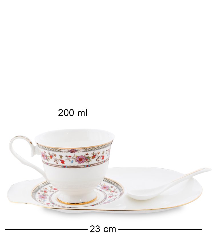 Чайная пара из фарфора Милано-Мариттима Pavone JK-213, фотография сбоку