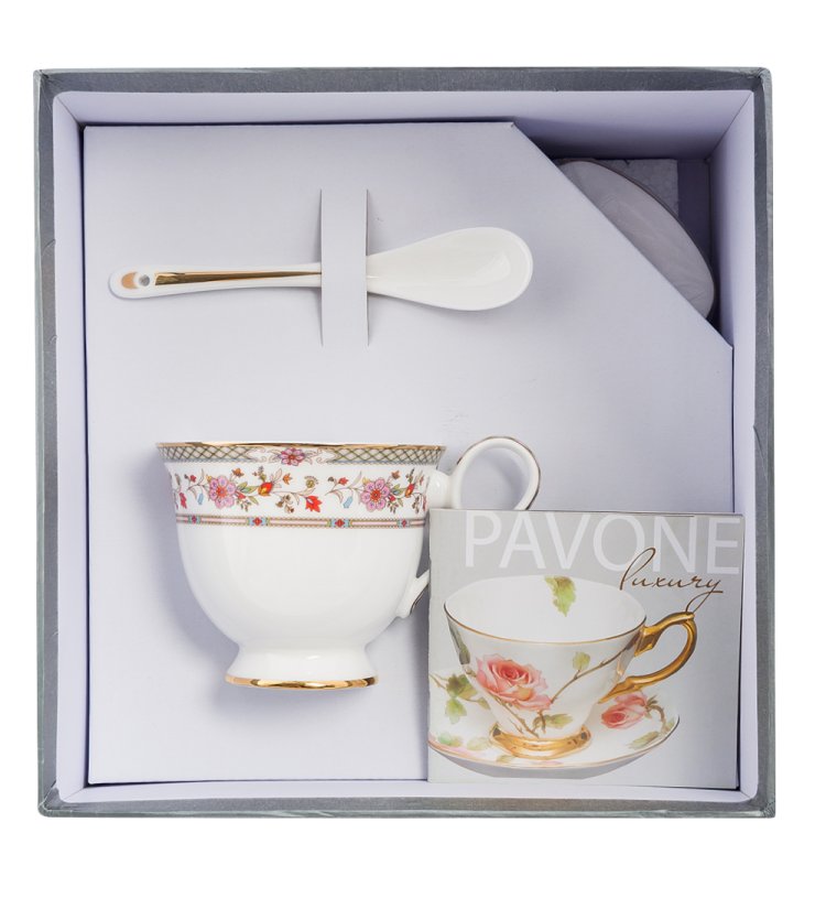 Чайная пара из фарфора Милано-Мариттима Pavone JK-213, фотография в упаковке