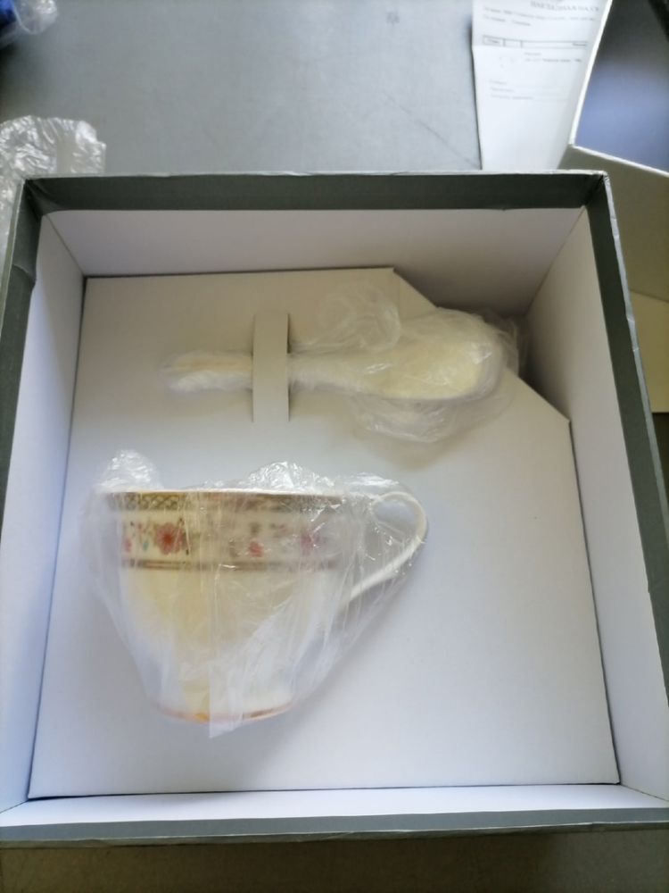 Чайная пара из фарфора Милано-Мариттима Pavone JK-213, фото со склада упаковочный вид