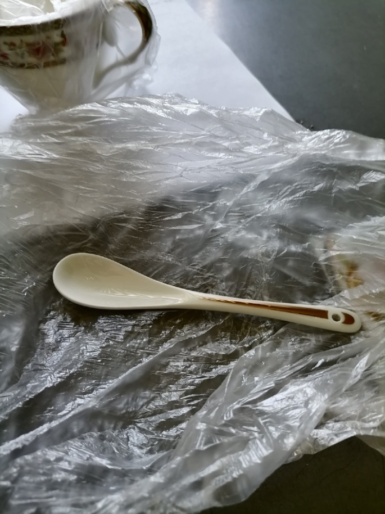 Чайная пара из фарфора Милано-Мариттима Pavone JK-213, фото со склада ложечка