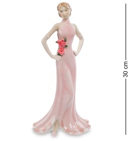 Статуэтка из керамики Дама в вечернем розовом платье