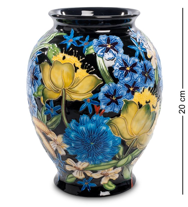 Небольшая черная Ваза из фарфора для цветов Pavone JP-670/ 4