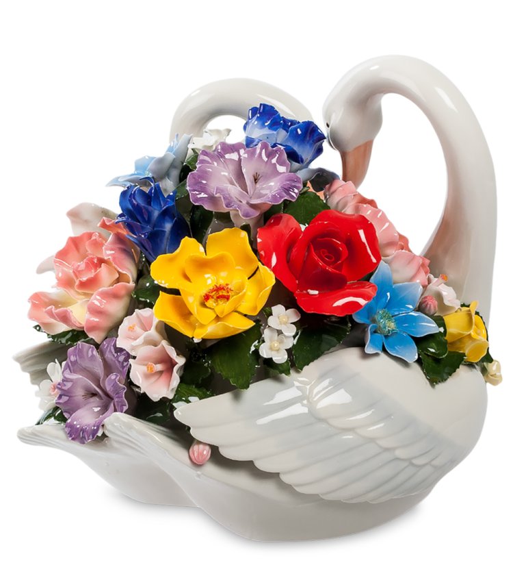 Фигурка из керамики Лебеди Вместе навсегда Pavone CMS-10/33, фотография сбоку