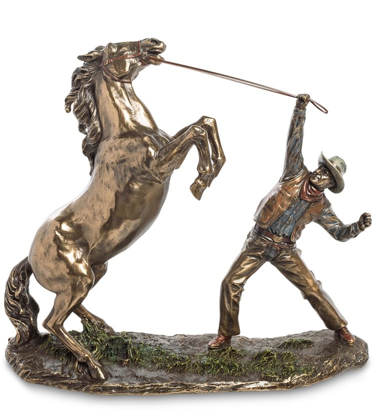 Статуэтка Ковбой, укрощающий лошадь Veronese WS-882, вид профиль