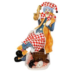 Статуэтка из фарфора Клоун сидящий с саксофоном